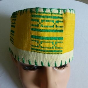 African Cap Yellow/Green/White 25 Inches For Men